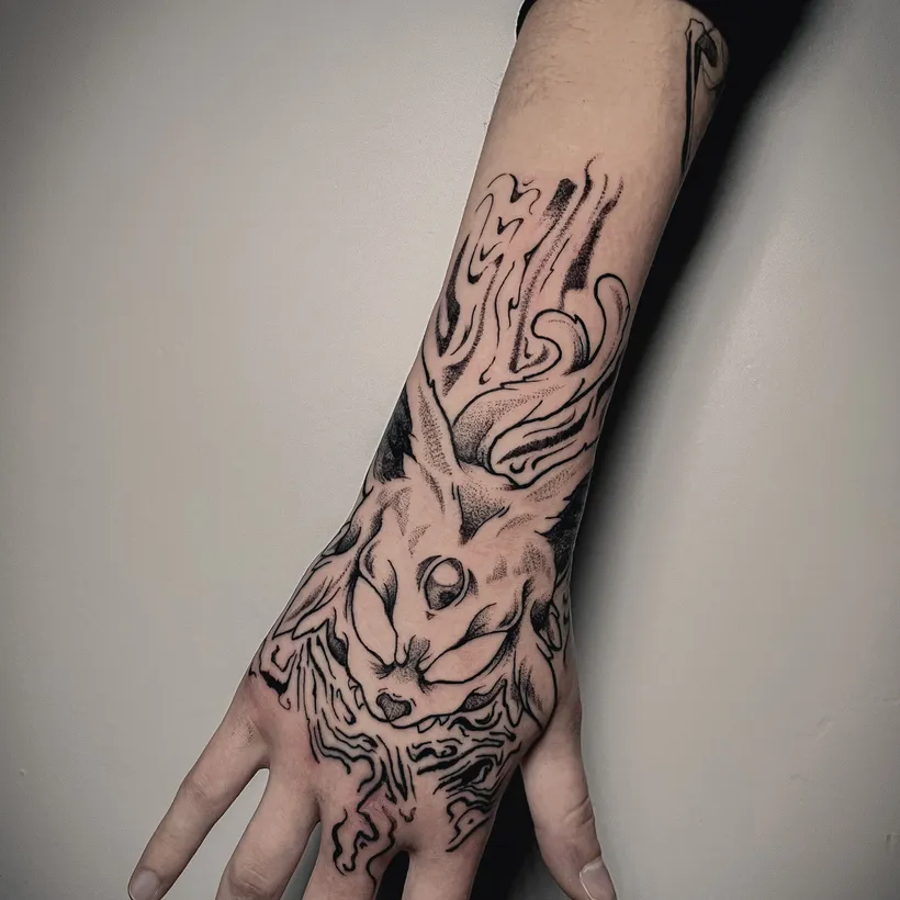 Tatuaje blackwork en la mano, ESAP Madrid Tatuaje blackwork en la mano, ESAP Madrid