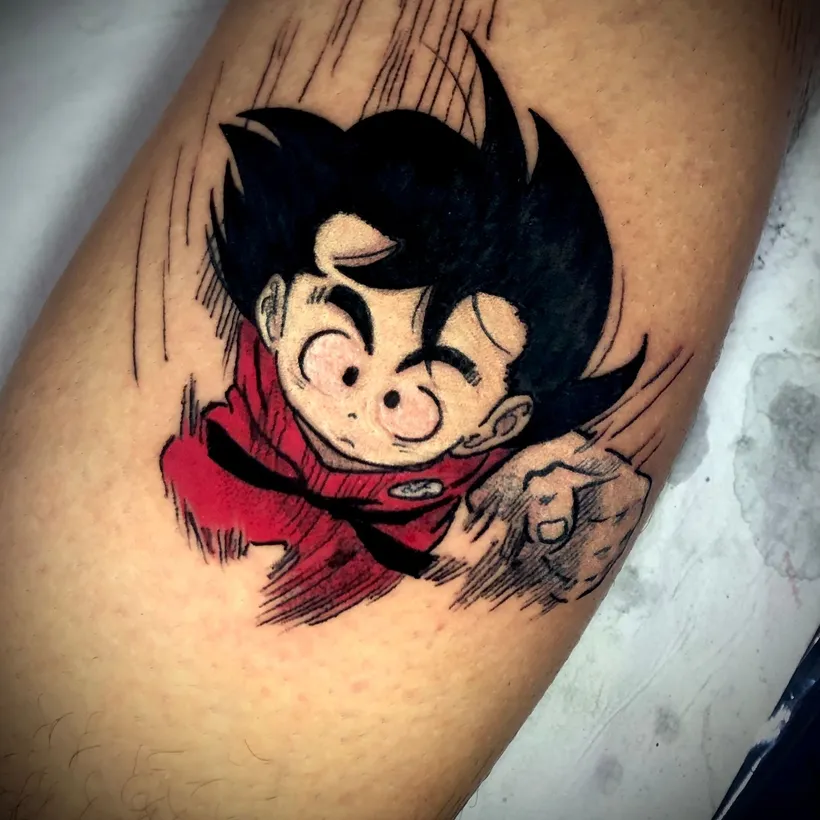 Tatuaje de estilo anime de Goku, Dragon Ball, a color, ESAP Madrid Tatuaje de estilo anime de Goku, Dragon Ball, a color, ESAP Madrid